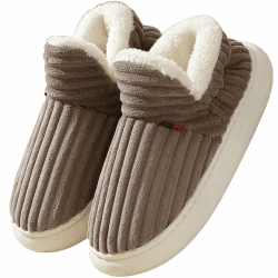 Misolin Hausschuhe Damen Winter Wärme Pantoffeln Herren With Memory Foam Kordsamt Voll Plüsch Weiche Geschlossen Baumwolleschuhe Antirutsch Bequeme Outdoor/Indoor 36/37 EU Café