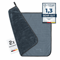 NATARO® 2 Stück Fast Dry it. Premium Trockentuch für Duschkabine, Auto, Haushalt, Camping – DAS ORIGINAL – extra saugfähiges Microfasertuch, fusselfrei, kratzfrei Shiny Wipes Tücher 40x50cm