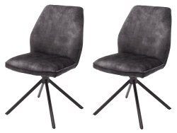 Robas Lund Esszimmerstühle 2er Set, 180°drehbar mit Nivellierung Anthrazit, Belastbar bis 120 kg, Stuhl mit Stoffbezug Vintage veloursoptik