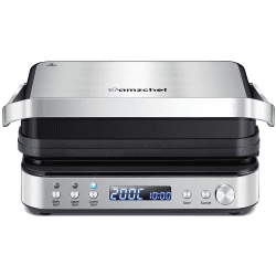 AMZCHEF 4-IN-1 Maschine (Kontaktgrill, Griddle, Waffeleisen, Sandwichmaker) - 2000W, mit 4 Antihaft Abnehmbare Platten, mit frei einstellbarer Zeit und Temperatur - XXL [Energieklasse A+++]