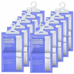 CLEVAST Luftentfeuchter Hängetaschen 10 Packungen, Feuchtigkeitsentferner Absorber, Luftentfeuchter für Feuchtigkeit, Schimmel, Kondensation in Schlafzimmer, Badezimmer, Wohnwagen, Keller, 230g