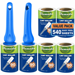 Fusselroller für Tierhaare 540 Blatt, extra klebriger tragbarer Fusselentferner, Fusselroller Kleidung, Entferner Katzen Hundehaare,Fusselrolle Tierhaare (Blau)