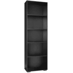 tectake® Bücherregal, Regal Holz, Standregal mit 5 offenen Fächern für Bücher, CD Regal, als Wohnwand Wohnzimmer, Home Office oder Büro, als Regal Küche oder Kinderregal - schwarz