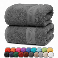 NatureMark 2er Pack DUSCHTÜCHER Premium Qualität 70x140cm DUSCHTUCH Dusch-Handtuch Doppelpack Farbe: Anthrazit grau