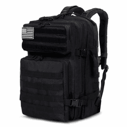 TANTOMI Taktischer Rucksack, 45L Militär Rucksack, Outdoor Rucksack, Travel Backpack, Tactical Backpack mit Klettverschluss, Bundeswehr Rucksack Geeignet für Reisen, Outdoor-Abenteuer Schwarz