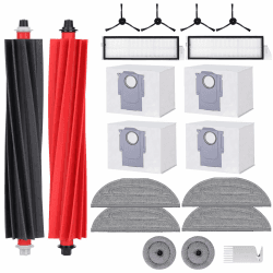Sgizoku 19 Stück Zubehörset Kompatibel für Roborock S8 MaxV Ultra Staubsauger, VibraRise 3.0 Wischtuch Zubehör,2 Rollenbürste, 2 Filter,4 Seitenbürsten, 6 Wischtücher,4 Staubbeutel,1 Bürste