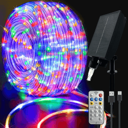calflux Led schlauch 20m Wasserdicht,RGB Lichterschlauch Aussen,USB&Solar lichterschlauch für Innen außen,8 Modi,Timer,Fernbedienung,Wetterfest Lichterkette für weihnachten Hochzeit Deko,(Bunt)
