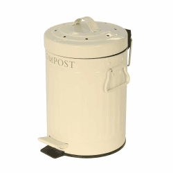 KitchenCraft Pedal betriebener Mini-Küchen-Kompostbehälter, 3 Liter, Creme