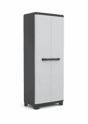 Keter Linear Kunststoffschrank, hoch, hellgrau/schwarz/blau, 68 x 39 x 173 cm
