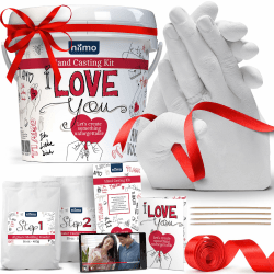 Niimo 'I love you' 3D Handabdruck Set für Paare - Personalisierte Geschenke für Frauen & Männer, Gipsabdruck Hände Paar, Detailgetreu & Hautfreundlich mit Video-Tutorial