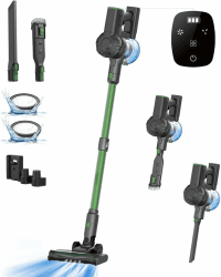 Vexilar Akku Staubsauger 40KPa, Staubsauger Kabellos mit HyperMotor™ 500W Bürstenloser Motor, Akkustaubsauger mit 50min Laufzeit, Kabelloser Staubsauger mit Berührungsbildschirm für Hartboden Teppich