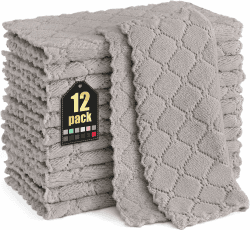 Moosfor Reinigungstücher Mikrofasertücher Waschbar Putzlappen Mikrofaser Weiche Fusselfrei Geschirrtücher Lappen Küchentücher, 12 Stück, 25x25 cm, Grau
