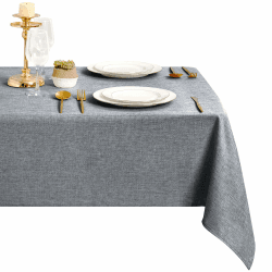 DWCN Grau Tischdecke Leinenoptik Abwaschbar Tischwäsche Wasserabweisend Tischtuch für Esszimmer, Garten, Party, Hochzeiten oder Haushalt,135x135cm