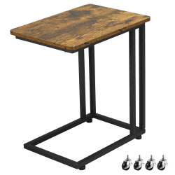 Yaheetech Beistelltisch, C-Form, mobiler Kaffeetisch, Sofatisch auf Rollen, Wohnzimmertisch, unters Sofa, Industrie-Design, für Kaffee und Laptop, 50 x 35 x 59,5 cm