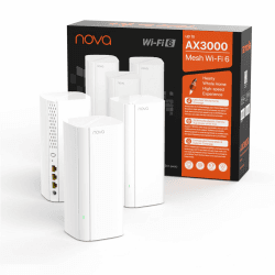 Tenda Nova MX12 Mesh WLAN WiFi 6 System - AX3000 Dual Band WLAN Mesh System,empfohlen für Häuser mit 4-6 Schlafzimmern 9X Gigabit Port-Ersetzt WLAN Router & Repeater - Kompatibel mit Alexa 3Pack