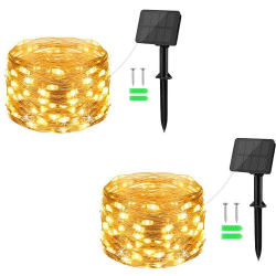 Solar Lichterkette ,Gcstnn 2 Stück 5M 50 LED KupferDraht Aussen,Speicher mit 8 Modi IP65 Wasserdicht Deko für Garten,Bäume,Balkon,Terrasse,Tor,Hof,Weihnachten(Warmweiß)