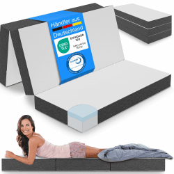 ELONEO Premium Visco Klappmatratze 120x200 cm, extra hoch 15 cm, Gästematratze klappbar, Faltmatratze, Faltbare Matratze, Bandscheibenwürfel, Reisematratze, Gästebett klappbar, Klappbett waschbar