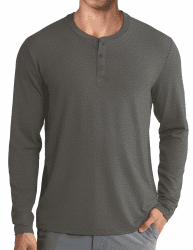 COOFANDY Langarmshirt Herren Longsleeve Henley Shirt Oberteile Basic Tshirt Pullover Mit Knopfleiste XL Mittelgrau