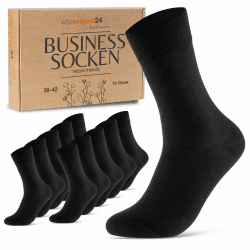 10 Paar Socken Herren Damen Business Herrensocken in Premium Qualität mit Komfortbund ohne Naht aus Baumwolle 39-42 (1) Schwarz