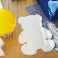 zhxinashu Teppich, Flauschiger Teppich, Teppich Kurzflor, Kunstfell Teppich, Teppich Wohnzimmer, Bär Schaffell Teppich，Teppic Bärenform，Teppich Vintage für Kinderzimmer Schlafzimmer Sofa Boden(Weiß)
