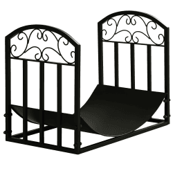 Outsunny Kaminholzregal Kaminholzständer Brennholzregal 60 kg belastbar Feuerholzablage Kaminwerkzeug Metall Schwarz 60,5 x 36 x 46,5 cm