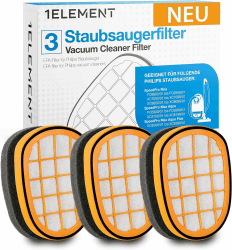3 Filter für Philips SpeedPro Max Aqua Plus Staubsauger [FC6826, XC7042, XC8045, XC8147, XC8347] – 3 Einlagefilter gegen Feinstaub – Ersetzt FC5005/01 – 1ELEMENT