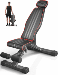 YOLEO 300kg klappbare Hantelbank Multifunktion mit Erweiterte Rücken und Kopf und Wirbelsäulenstütze, Training Fitness Bank Bauchtrainer Schrägbank mit 10-Fach Verstellbarer Rückenlehne