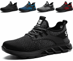 SUADEX Sicherheitsschuhe Arbeitsschuhe Herren Damen Leicht Stahlkappenschuhe Atmungsaktiv mit Stahlkappe 37-48 EU 47 EU 0 Schwarz
