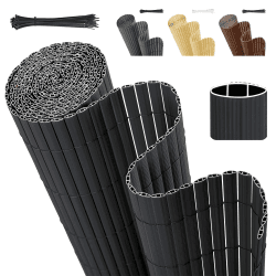 Sekey PVC Sichtschutzmatte 100x300cm Doppelte Verstärkung Innen, Balkon Sichtschutz mit Kabelbindern, Sichtschutzzaun Windschutz Wasserdicht ohne Bohren für Balkon Garten, Anthrazit 1x3m（Doppelte Verstärkung） Anthrazit