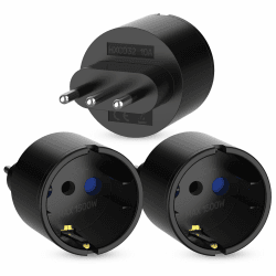 Adapter Italien Steckdose 3 Stück, Italien Reiseadapter DE auf IT Reisestecker Adapter, 2 Pin Europa auf 3 Pin Italien Stecker Typ L für Italien,Syrien,Chile,Uruguay,Malediven Schwarz