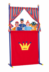 Simba 104586783 - Puppentheater, 4 Handpuppen, Kunststoffrahmen, Kasperl, Prinzessin, Krokodil, Polizist, 5 Teile, Kopf 10cm, 132cm, ab 5 Jahre