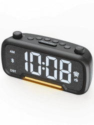 ROCAM Radiowecker mit Bluetooth-Lautsprecher, Digitaler Wecker mit Typ-C Ladeanschluss, Nachtlicht, Snooze, Dimmer, USB-Ladegerät, Batterie-Backup, Netzbetrieben mit Batterie-Backup Digital Uhr