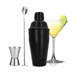 Syunyin Cocktail Shaker, 3-Teiligs Cocktail Shaker Set 500ml Premium Barkeeper Set für Anfänger und Profis, Professional Shaker Cocktail Mixing Set mit Edelstahl Zubehör, Geschenke für Männer