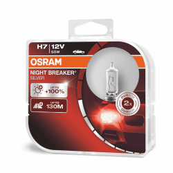 Osram Night Breaker Silver H7, +100% mehr Helligkeit, Halogen-Scheinwerferlampe, 64210NBS-HCB, 12V Pkw, Duo Box (2 Lampen)