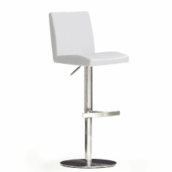 Robas Lund Barhocker Weiß mit Lehne Barstuhl drehbar 360 Grad, Hocker höhenverstellbar, PU LO.PES