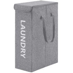 YOUDENOVA Schmal Wäschekorb mit Deckel, Faltbar Wäschesammler Wäschetruhe, Stabiler Wäschebox, Laundry Hamper with Lid, 20x40x60cm Grau B