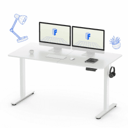 FLEXISPOT Höhenverstellbarer Schreibtisch Basic Plus 140x60cm - 4 Speicherhöhenfunktion - Ergonomisches Sitz-Stehpult mit Antikollisionsfunktion (Weiß)