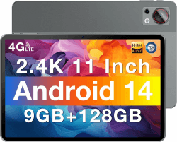 DOOGEE T30SE Tablet Android 14, 9(4+5) GB RAM +128GB ROM (2TB TF) Tablets, 2.4K IPS Großes Display Gaming Tablet 11 Zoll, 8580mAh Akku, Dual 4G LTE Tablet PC 5G WiFi, 13MP+5MP Kamera, Octa-Core, OTG