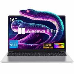 NIAKUN 16 Zoll Laptop Notebook, Prozessor N100 Notebook, bis zu 3.4Ghz, RAM 16GB+SSD 1TB Laptops, Full HD 1920x1200P, Laptop Computer mit beleuchteter Tastatur, WiFi 5, USB 3.0, 6000mAh