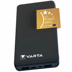 VARTA Power Bank 20000mAh, Powerbank Power on Demand mit 4 Anschlüssen (1x Micro USB, 2x USB A, 1x USB C), kompatibel mit Tablets & Smartphone, in umweltschonender Verpackung