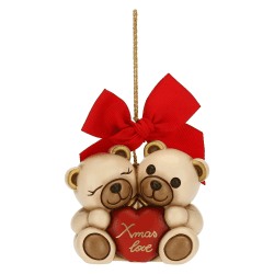 THUN - Weihnachtsschmuck, Paar Teddy Xmas Love aus Keramik, handverziert, Maxi-Version - Weihnachtsgeschenkidee 2022-7,4 x 5,2 x 6,6 cm h