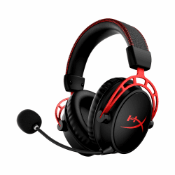 HyperX Cloud Alpha Wireless Gaming-Headset , 300h Akkulaufzeit, DTS Headphone mit 3D Audio, Dual Chamber Treiber, 2,4 GHz kabellos, Abnehmbares Mikrofon mit Geräuschunterdrückung, Schwarz-Rot