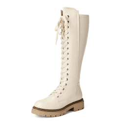 DREAM PAIRS Kniehohe Damenstiefel Stiefel Damen Flach rutschfeste Laufsohle Stylisch & Praktisch Winterstiefel Damen 39 EU Beige