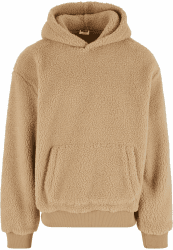 Urban Classics Herren Kapuzenpullover Oversized Teddy Hoody, lässiger Männer Kapuzenpullover aus weichem Teddyfell, Oversize Fit S Unionbeige