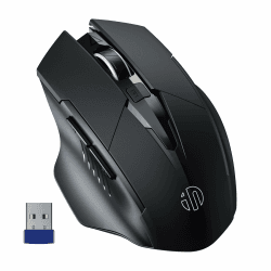 inphic Maus Kabellos, Wiederaufladbar, 2,4 G schnurlose Maus Funkmaus mit USB-Nano-Empfänger für Laptop PC Computer, 6 Tasten, 800-1600 DPI, leises Klicken, verbesserter 700-mAh-Akku, Schwarz