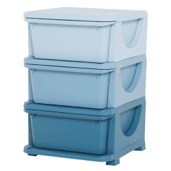 HOMCOM Schubladenschrank für Kinder mit Stauraum Aufbewahrungsboxen Spielzeug-Organizer Spielzeugkiste drei Ebene für Kinderzimmer 3-6 Jahre Kindermöbel Blau 37 x 37 x 56,5 cm