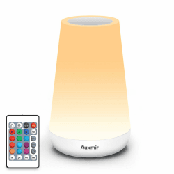 Auxmir Nachttischlampe Nachtlicht Touch Dimmbar mit 13 Farben und 4 Modi, LED Tischlampe USB Aufladbar mit Fernbedienung, Nachtlampe mit Timing Funktion für Schlafzimmer Wohnzimmer, Weiß