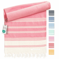 Fit-Flip Hamamtuch aus 100% recycelter Baumwolle – nachhaltig und natürlich – Saunatuch, Strandtuch, Duschtuch, Badetuch, Yogatuch – Coral – 100x200cm Diamond 19 Coral - Diamond 100x200cm