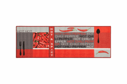 Teppichläufer Küchenläufer Chilidesign Chililäufer Küchenteppich – Wohnzimmer Eingangsbereich Flur Küche – Hot & Spicy - gekettelt strapazierfähig pflegeleicht – 67 x 250 cm rot