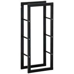 HOMCOM Kaminholzregal aus Metall, 40 x 25 x 100 cm, Brennholzregal für Innen & Außen, Kaminholzständer, Schwarz